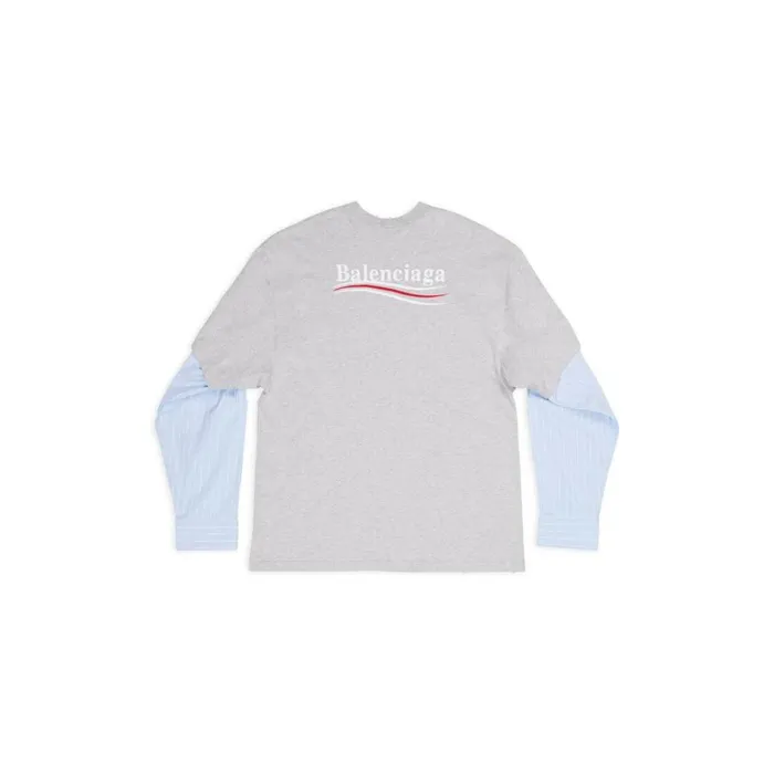 WomenMen Tshirts Balenciaga Political Campaign Layered Tshirt In Grey