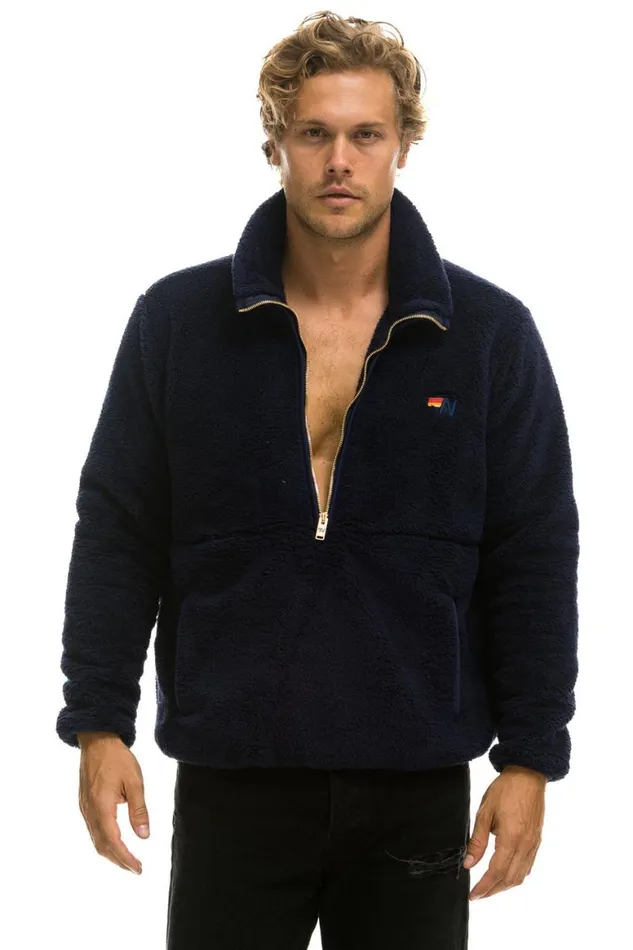 WomenMen Teddy Jackets Aviator Nation Teddy Unisex Half Zip Jacket 8211 Navy