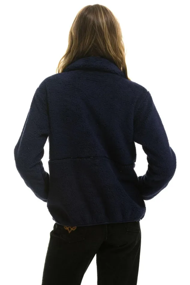 WomenMen Teddy Jackets Aviator Nation Teddy Unisex Half Zip Jacket 8211 Navy