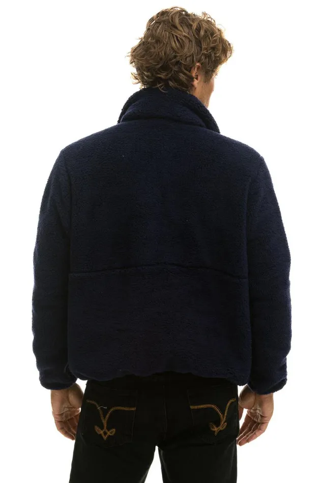 WomenMen Teddy Jackets Aviator Nation Teddy Unisex Half Zip Jacket 8211 Navy
