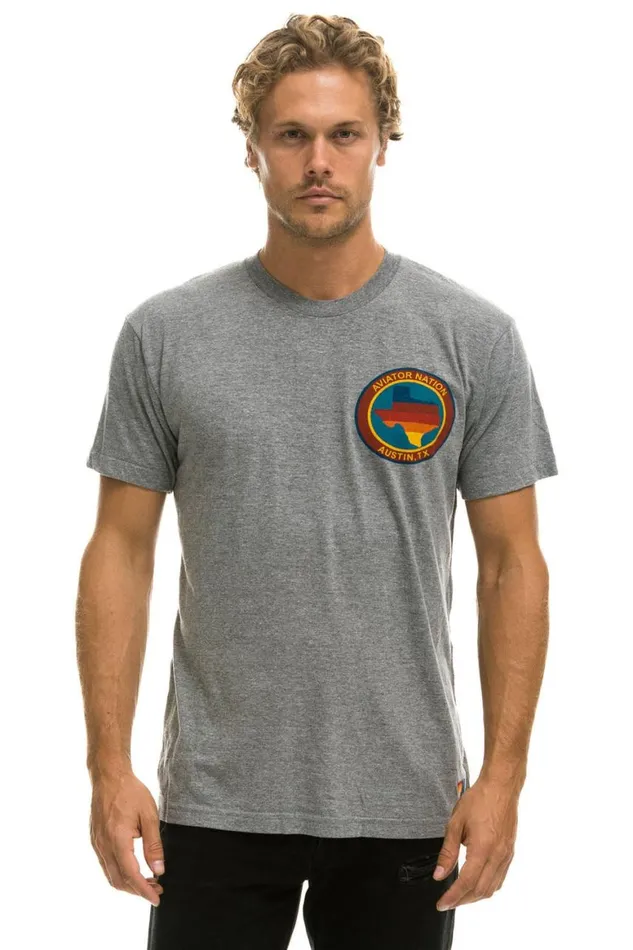 WomenMen Tees Aviator Nation Signature Texas Small Logo Tee 8211 Heather Grey