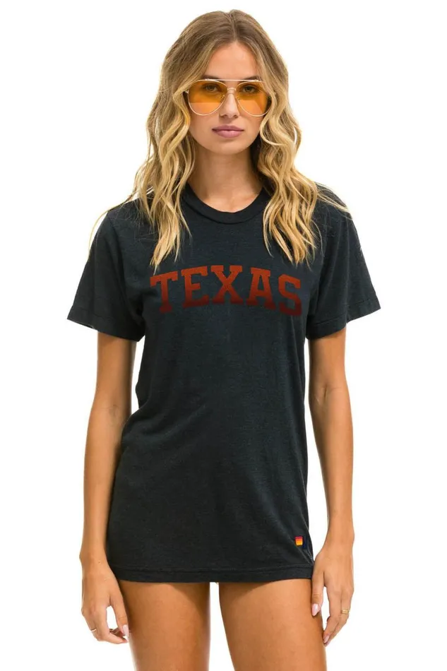 WomenMen Tees Aviator Nation University Of Texas Bolt Crew Tee Shirt 8211 Charcoal