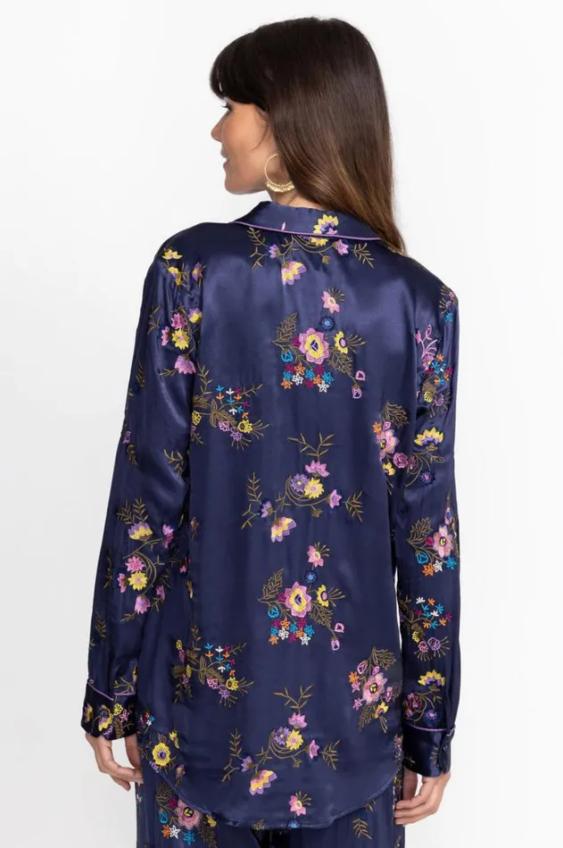 Women Misty Rayon Button Down Shirt Sapphire Blue Johnny Was Tops Women Misty Rayon Button Down Shirt Sapphire Blue Johnny Was Tops