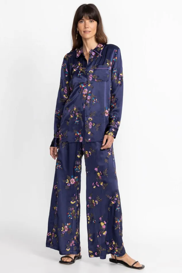 Women Misty Rayon Button Down Shirt Sapphire Blue Johnny Was Tops Women Misty Rayon Button Down Shirt Sapphire Blue Johnny Was Tops