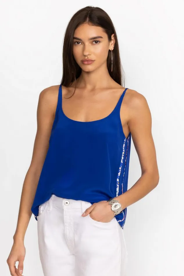 Women MYKIE SILK CAMI Admiral Blue Johnny Was Tops