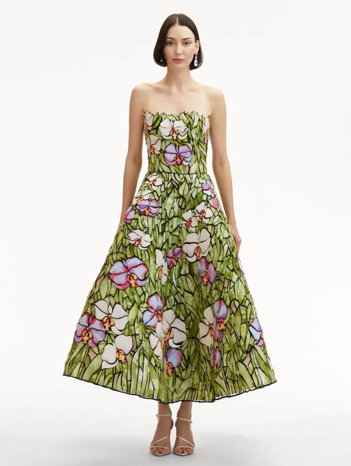 Women Orchid Mosaic Cocktail Dress Multi Oscar De La Renta Dresses Women Orchid Mosaic Cocktail Dress Multi Oscar De La Renta Dresses