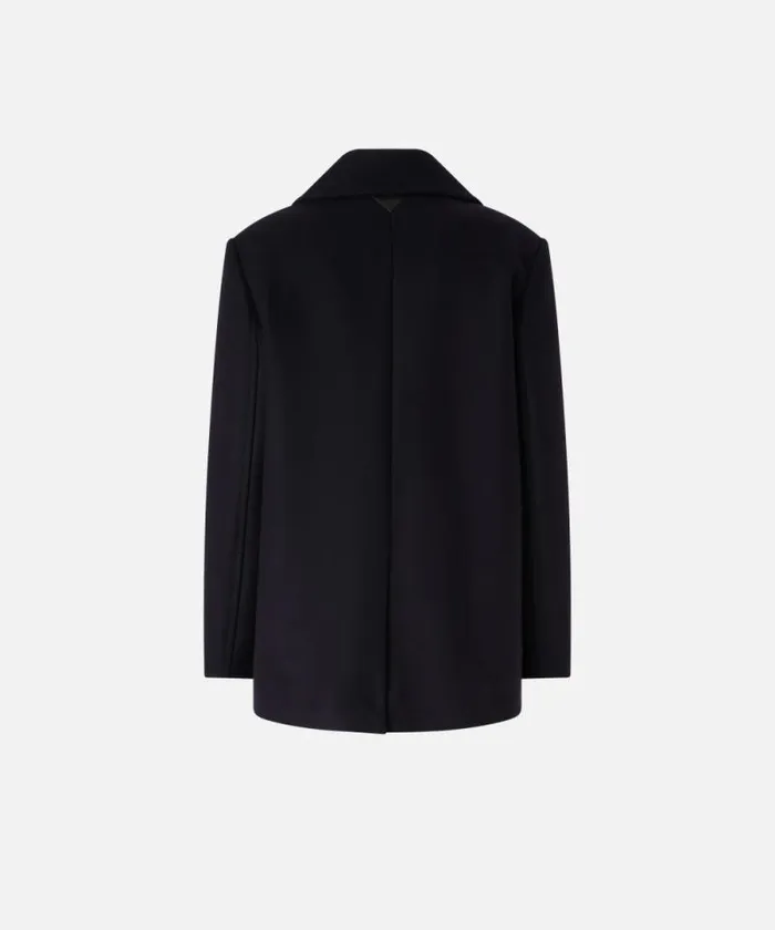 Women Outerwear Pinko Short Doublebreasted Woolblend Pea Coat Dark Navy Blue Women Outerwear Pinko Short Doublebreasted Woolblend Pea Coat Dark Navy Blue