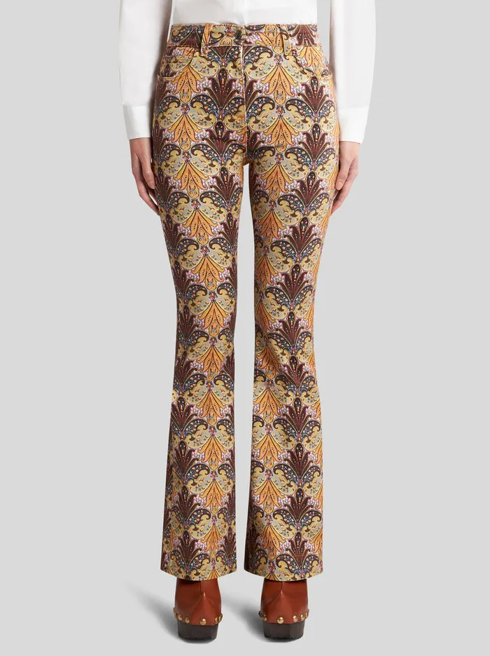 Women Paisley Print Jeans Etro Trousers