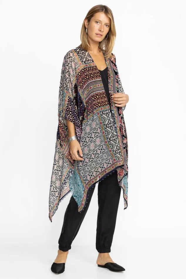 Women PATCHWORK BURNOUT VELVET SHAWL Patchwork Burnout Print Johnny Was Outerwear