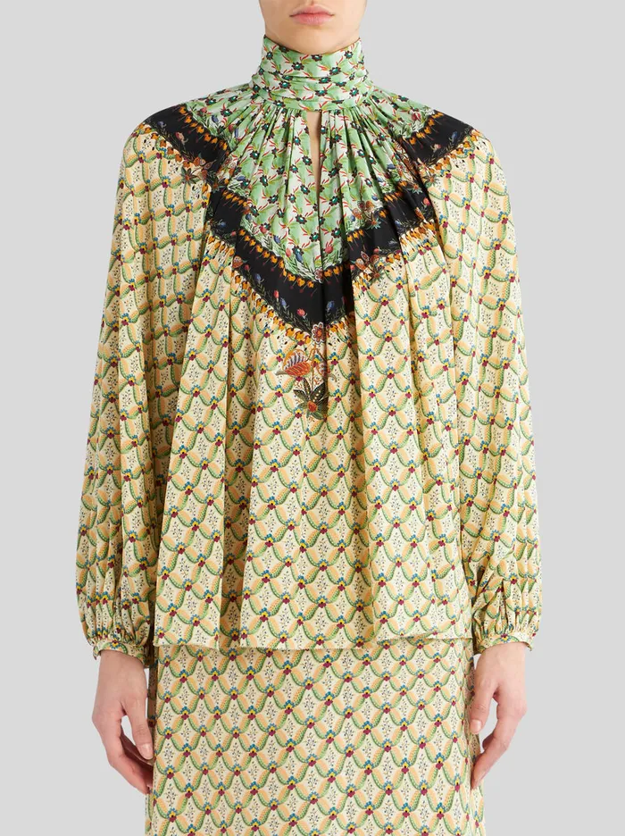 Women Printed Crpe De Chine Blouse Etro Shirts And Blouses