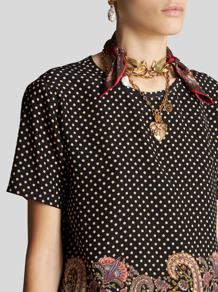 Women Printed Crpe De Chine TShirt Etro Sweatshirts And TShirts