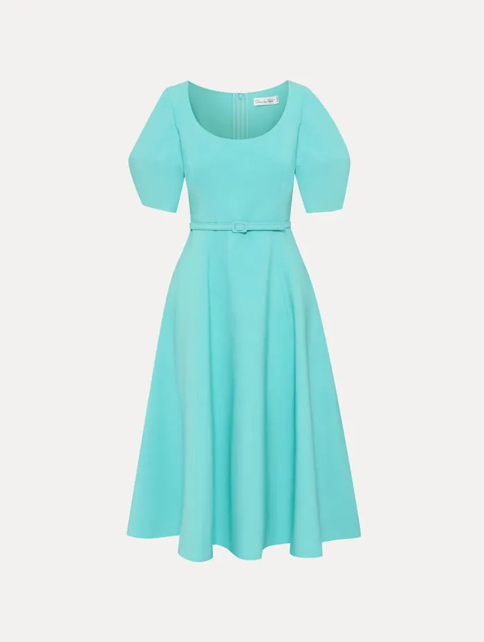 Women Puff Sleeve Wool Dress Soft Mint Oscar De La Renta Dresses