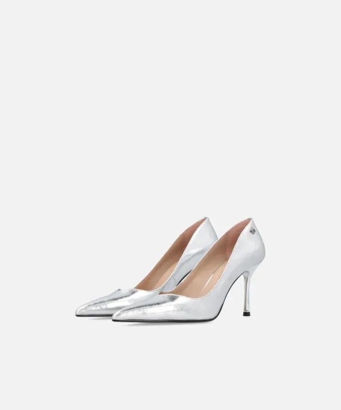 Women Pumps Pinko Pointedtoe Laminated Nappa Leather Shoes With Heel Silver Women Pumps Pinko Pointedtoe Laminated Nappa Leather Shoes With Heel Silver