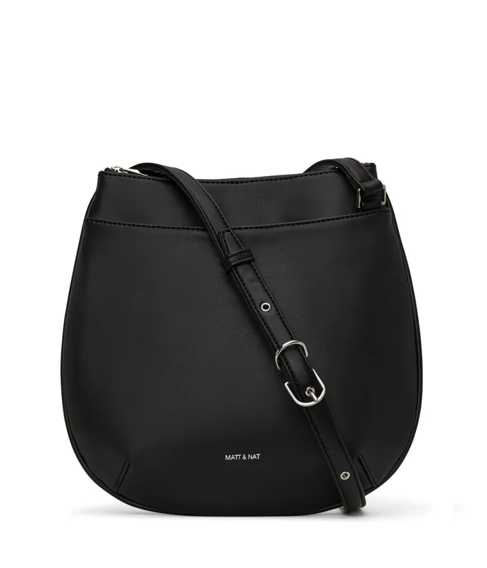Women Salo Lg Vegan Crossbody Bag 8211 Loom Black Shiny Nickel Matt and Nat Crossbody
