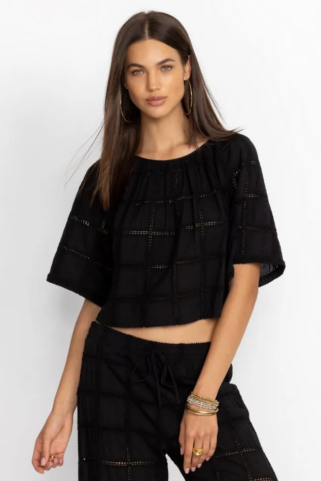 Women SANTI CROPPED BLOUSE Black Johnny Was Tops