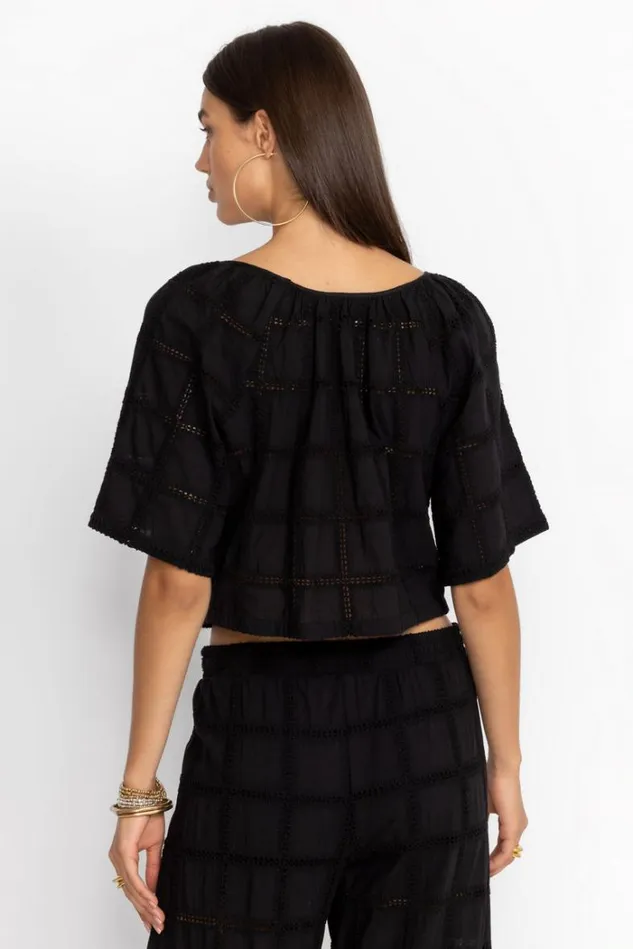 Women SANTI CROPPED BLOUSE Black Johnny Was Tops Women SANTI CROPPED BLOUSE Black Johnny Was Tops
