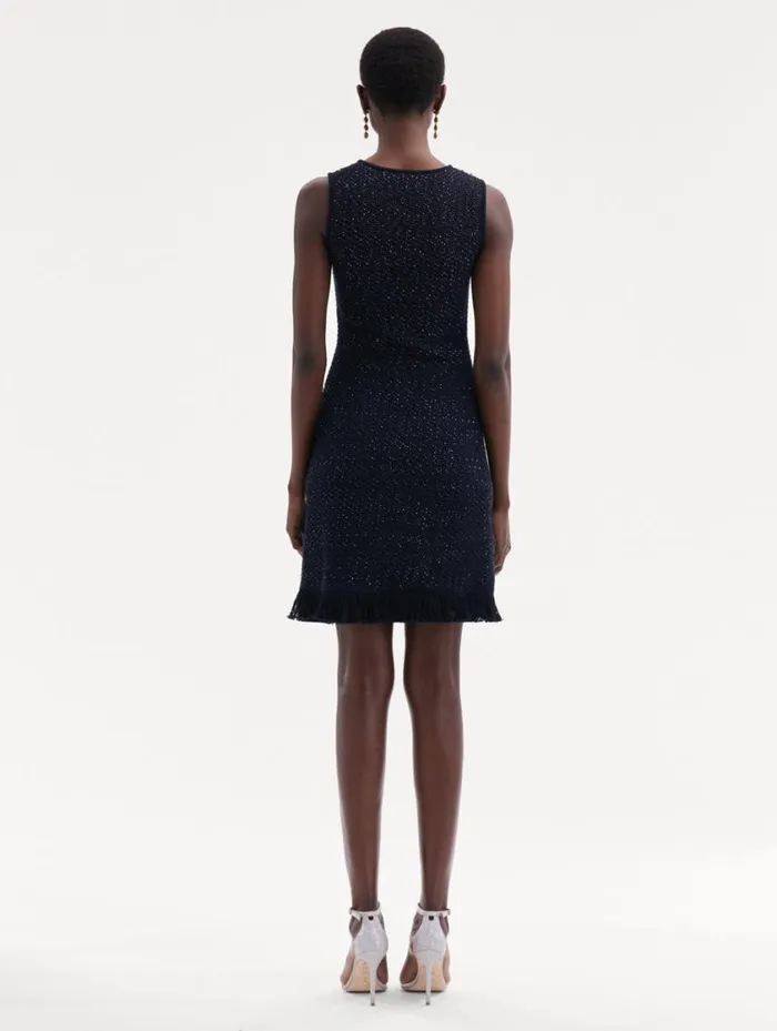Women Sequin Tweed Dress Navy Oscar De La Renta Dresses Women Sequin Tweed Dress Navy Oscar De La Renta Dresses