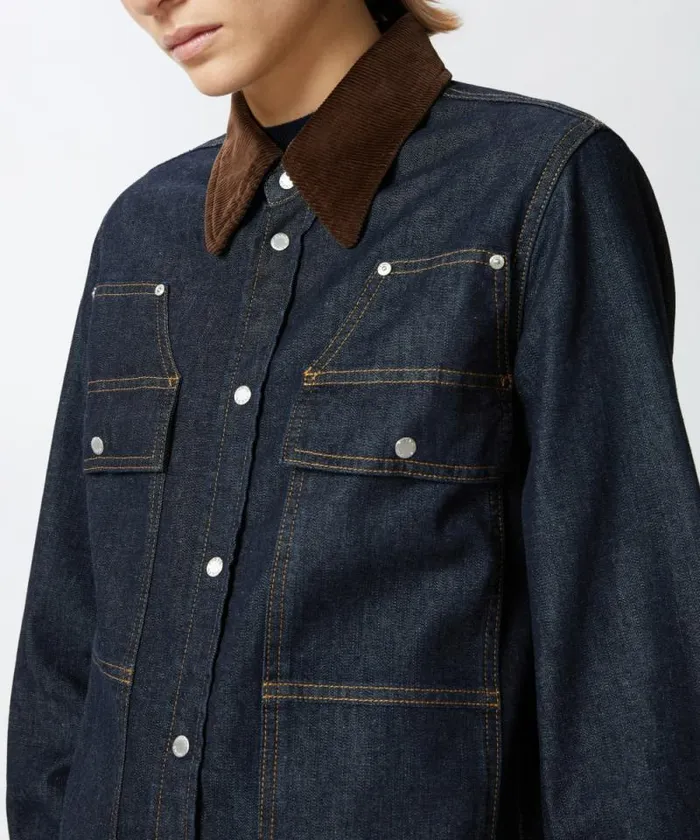 Women Shirts And Blouses Pinko Dark Blue Denim Shirt With Needlecord Collar Dark Navy Rinse Wash Women Shirts And Blouses Pinko Dark Blue Denim Shirt With Needlecord Collar Dark Navy Rinse Wash