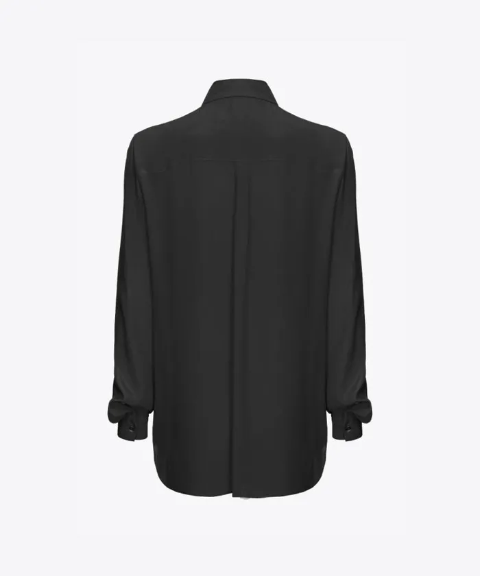 Women Shirts And Blouses Pinko Silkblend Shirt With Breast Pocket Limo Black Women Shirts And Blouses Pinko Silkblend Shirt With Breast Pocket Limo Black