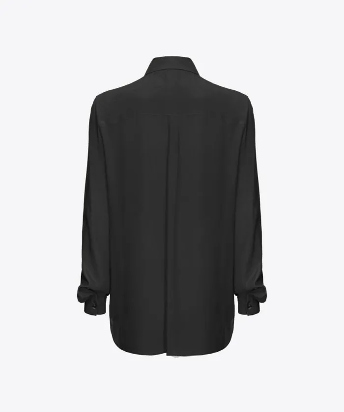 Women Shirts And Blouses Pinko Silkblend Shirt With Breast Pocket Limo Black Women Shirts And Blouses Pinko Silkblend Shirt With Breast Pocket Limo Black