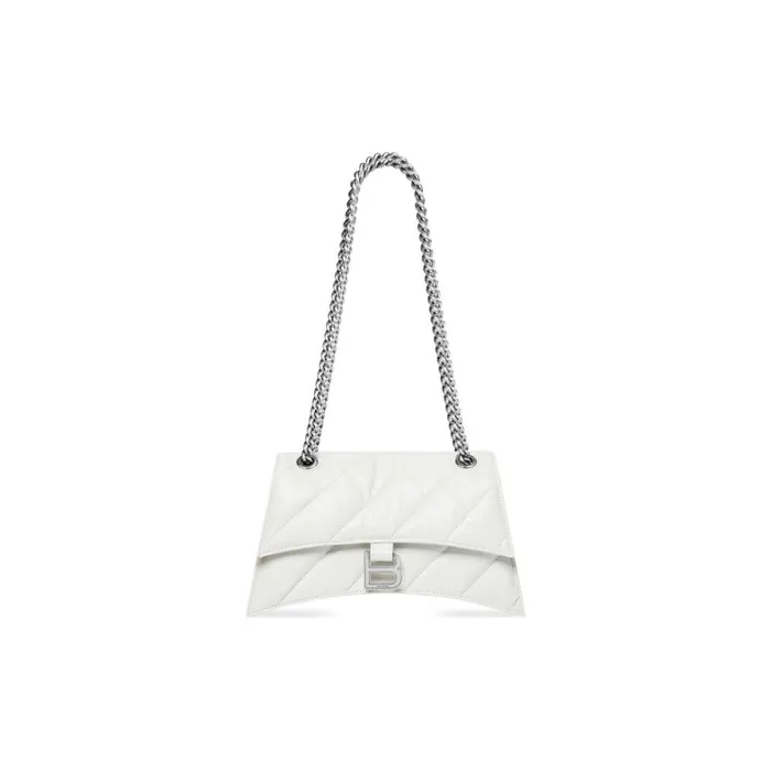 Women Shoulder Bags Balenciaga Crush Small Chain Bag Quilted In Optic White