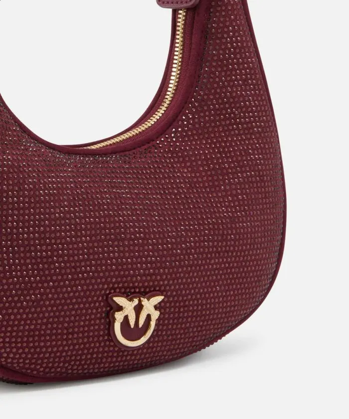 Women Shoulder Bags Pinko Fully Rhinestoned Mini Brioche Bag Hobo Metallic Browngold Women Shoulder Bags Pinko Fully Rhinestoned Mini Brioche Bag Hobo Metallic Browngold