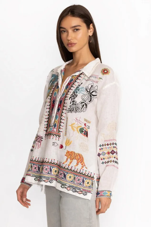 Women SIMMIE BLOUSE Natural Johnny Was Tops Women SIMMIE BLOUSE Natural Johnny Was Tops