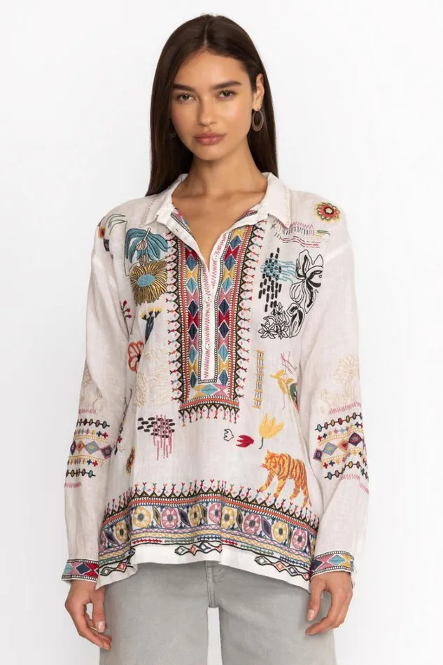 Women SIMMIE BLOUSE Natural Johnny Was Tops Women SIMMIE BLOUSE Natural Johnny Was Tops