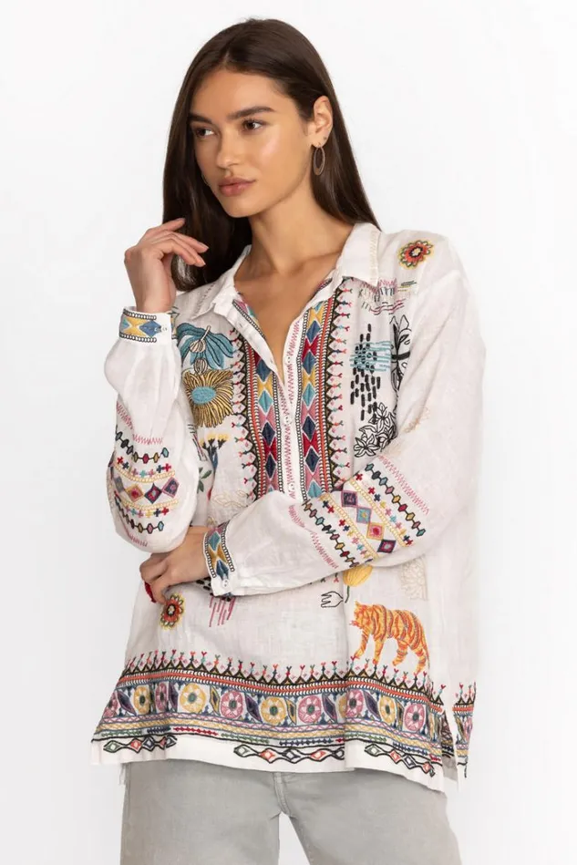 Women SIMMIE BLOUSE Natural Johnny Was Tops Women SIMMIE BLOUSE Natural Johnny Was Tops