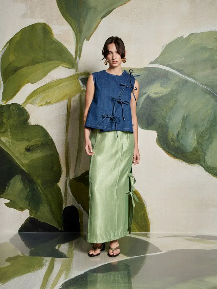 Women Sister Jane Bottoms Ghospell Arya Midi Skirt Pistachio Green