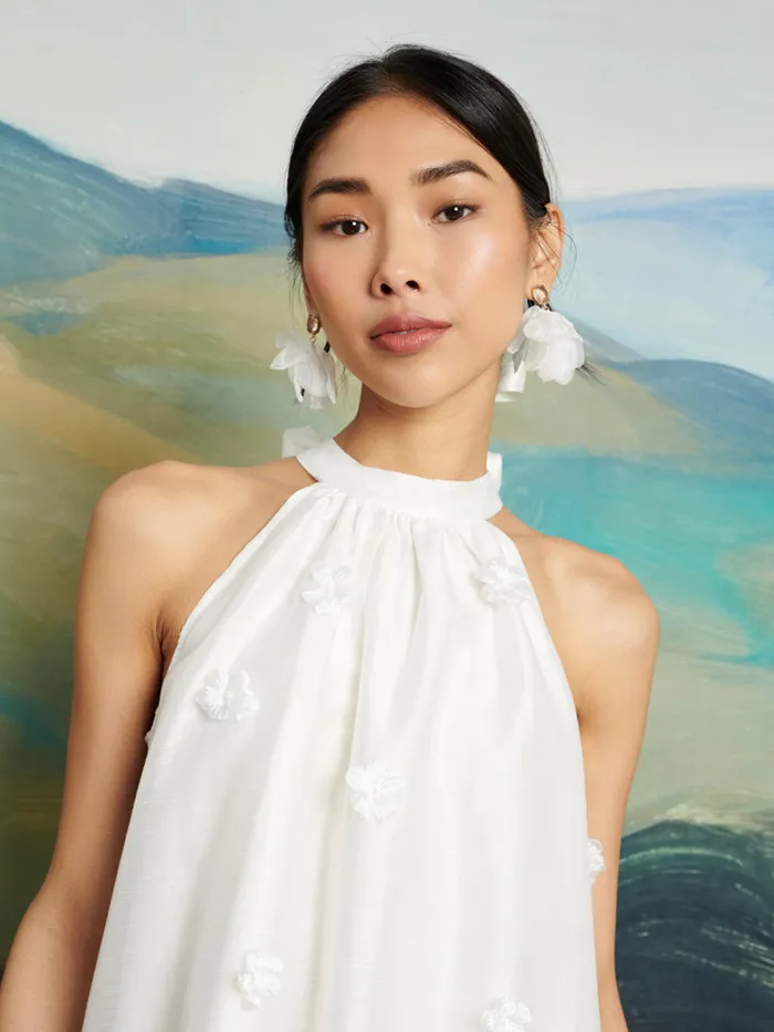 Women Sister Jane Dresses DREAM Cali Flower Mini Dress Pearl White