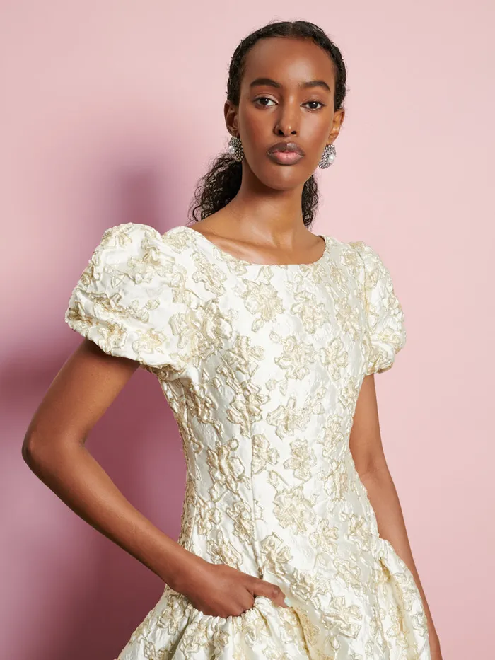 Women Sister Jane Dresses DREAM Dane Jacquard Mini Dress Ivory Gold