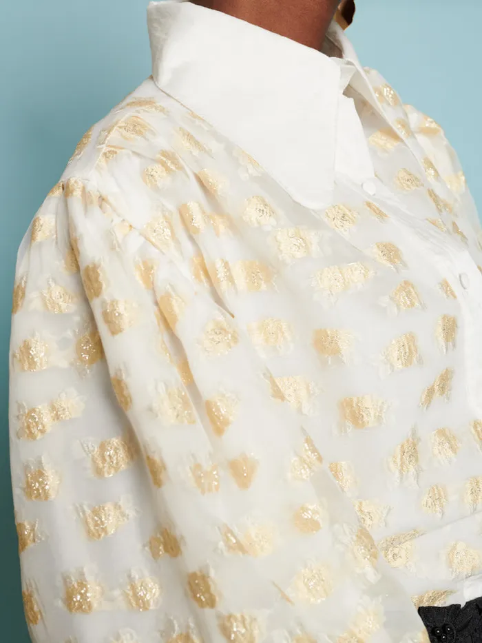 Women Sister Jane Tops DREAM Marigold Jacquard Blouse Gold Ivory