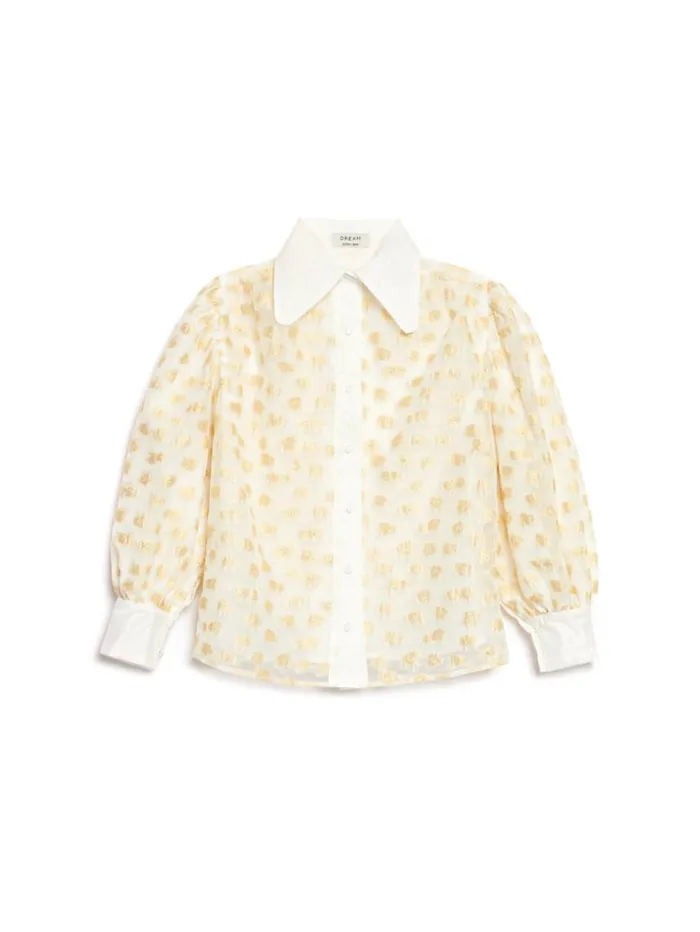 Women Sister Jane Tops DREAM Marigold Jacquard Blouse Gold Ivory