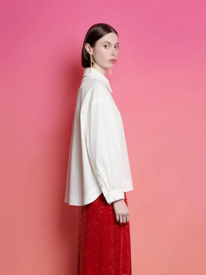 Women Sister Jane Tops Ghospell Sabina Seamed Shirt White