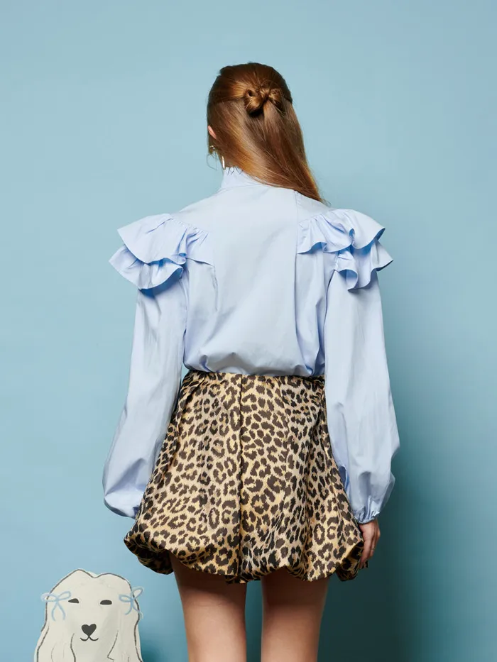 Women Sister Jane Tops Maggie Ruffle Blouse Pastel Blue