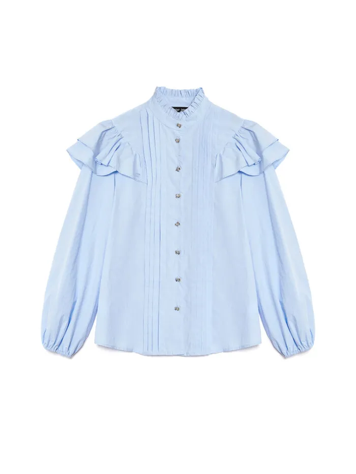 Women Sister Jane Tops Maggie Ruffle Blouse Pastel Blue