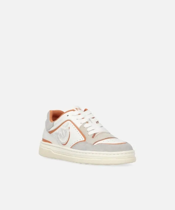Women Sneakers Pinko Flat Leather Sneakers With Embroidered Logo Whitefard Women Sneakers Pinko Flat Leather Sneakers With Embroidered Logo Whitefard