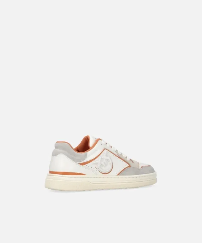 Women Sneakers Pinko Flat Leather Sneakers With Embroidered Logo Whitefard Women Sneakers Pinko Flat Leather Sneakers With Embroidered Logo Whitefard