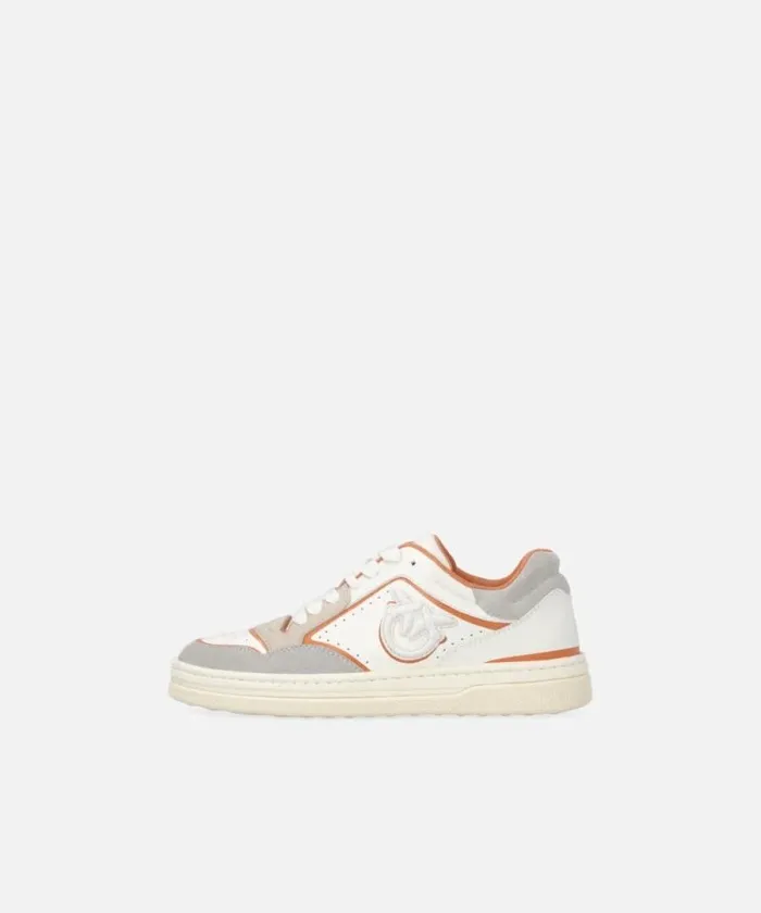 Women Sneakers Pinko Flat Leather Sneakers With Embroidered Logo Whitefard Women Sneakers Pinko Flat Leather Sneakers With Embroidered Logo Whitefard