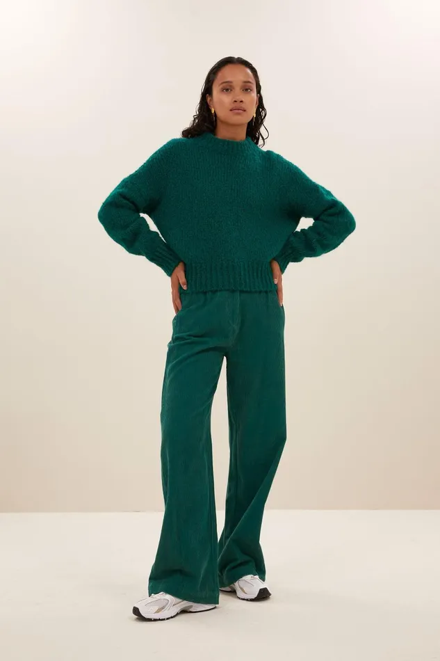 Women Sonny Bulky Pullover Peacock Green Bybar Pullovers