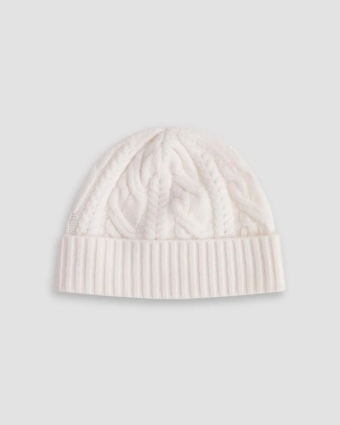 Women Sportscraft Hats Pearl Cable Beanie Ivory