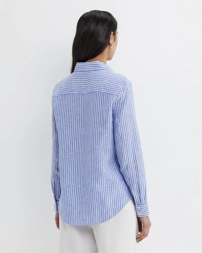 Women Sportscraft Shirts Dahlia Stripe Linen Shirt Bluewhite