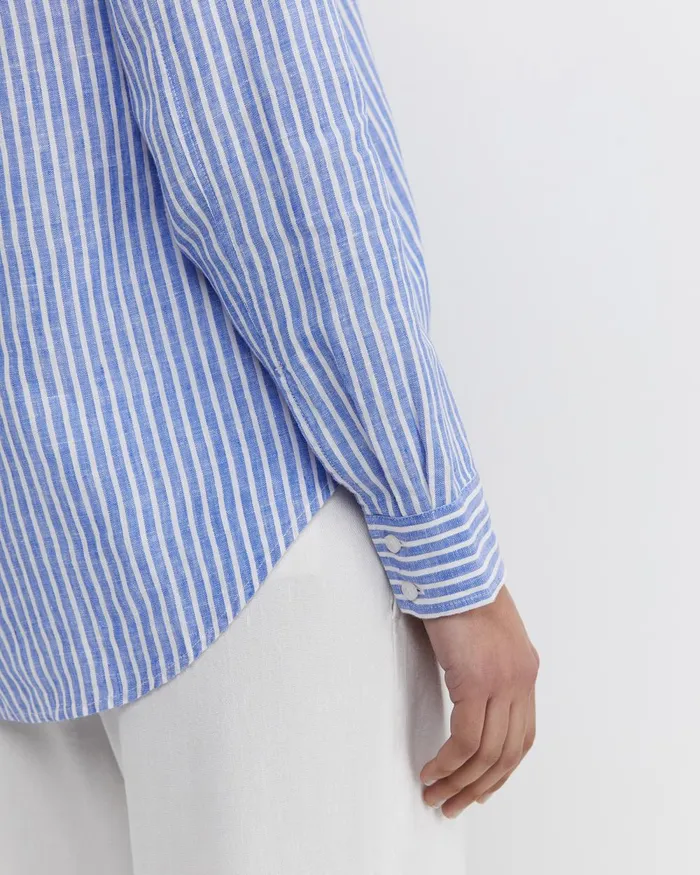 Women Sportscraft Shirts Dahlia Stripe Linen Shirt Bluewhite