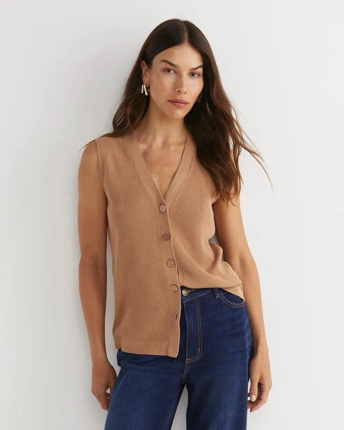 Women Sportscraft Tops and Tees Becky Cotton Vest Tan