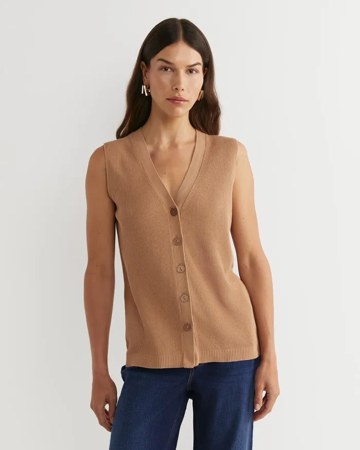 Women Sportscraft Tops and Tees Becky Cotton Vest Tan
