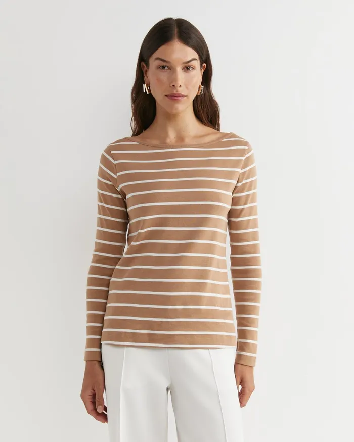 Women Sportscraft Tops and Tees Heidi Long Sleeve Rib Tee Tanwhite