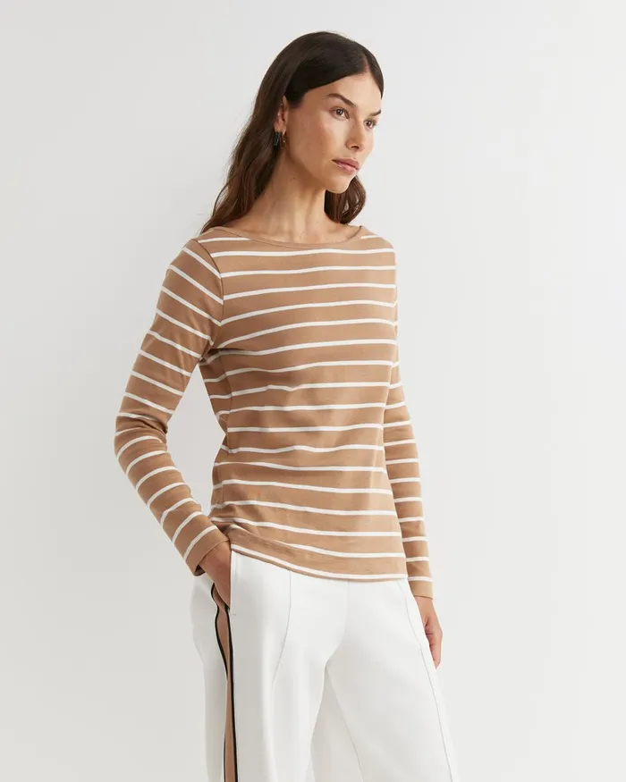 Women Sportscraft Tops and Tees Heidi Long Sleeve Rib Tee Tanwhite