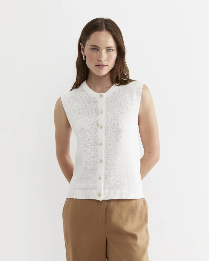 Women Sportscraft Tops and Tees Josie Tape Yarn Vest White