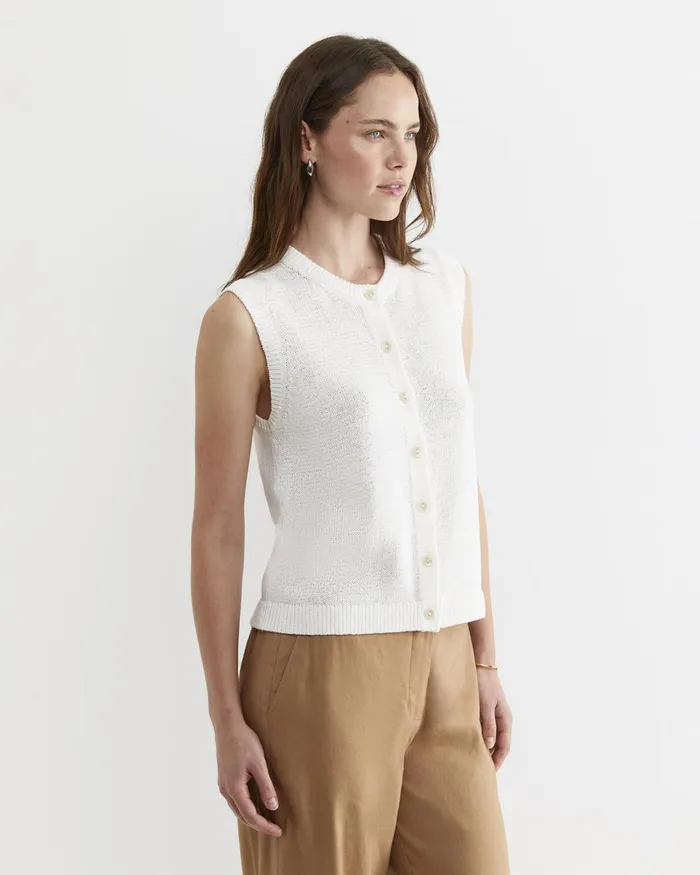 Women Sportscraft Tops and Tees Josie Tape Yarn Vest White